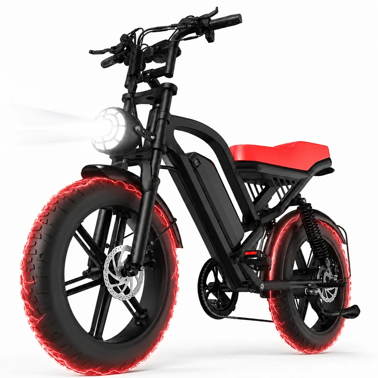 All-Terrain Adult  Electric Bike - 28MPH Top Speed, 45-60 mi Range,1500W Peak Power, 48V 15.6Ah Removable Battery, LED Headlights, 20-Inch  Fat Tires, UL2849 Certified E-Bike