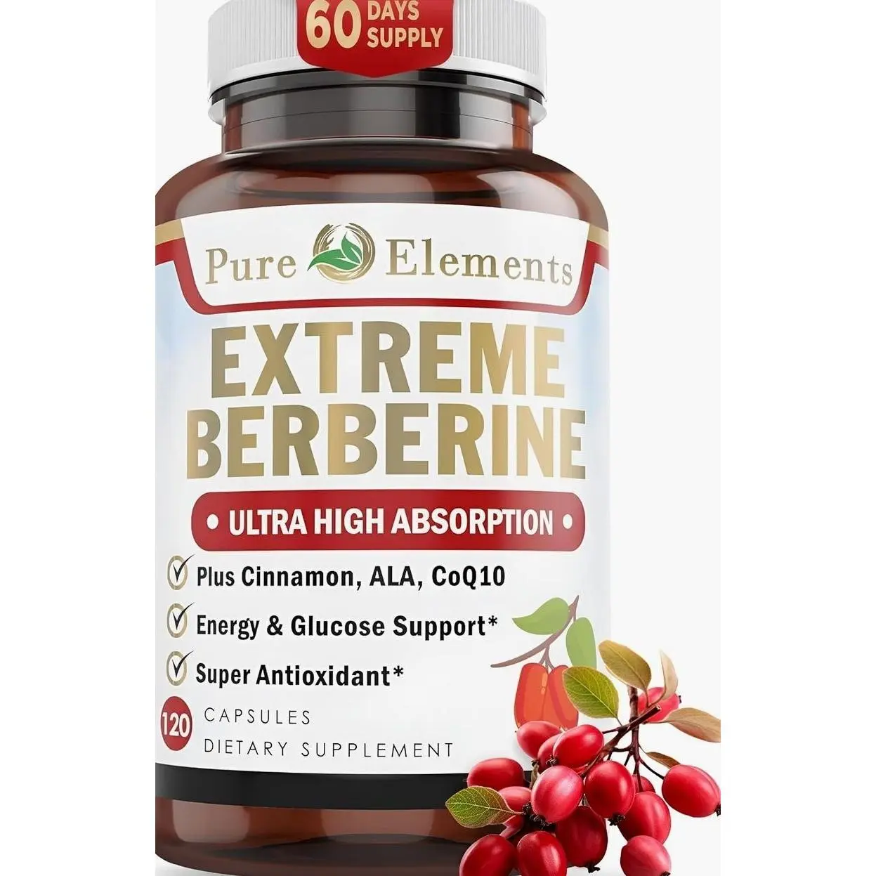 Extreme Berberine 500mg Complex with ALA, Coq10, Turmeric, Cinnamon, Bitter Melon, banaba Leaf, Korean Panax, Royal Jelly, and 21 Herbs for Healthy Blood Sugar Support and Overall Health and Immunity
