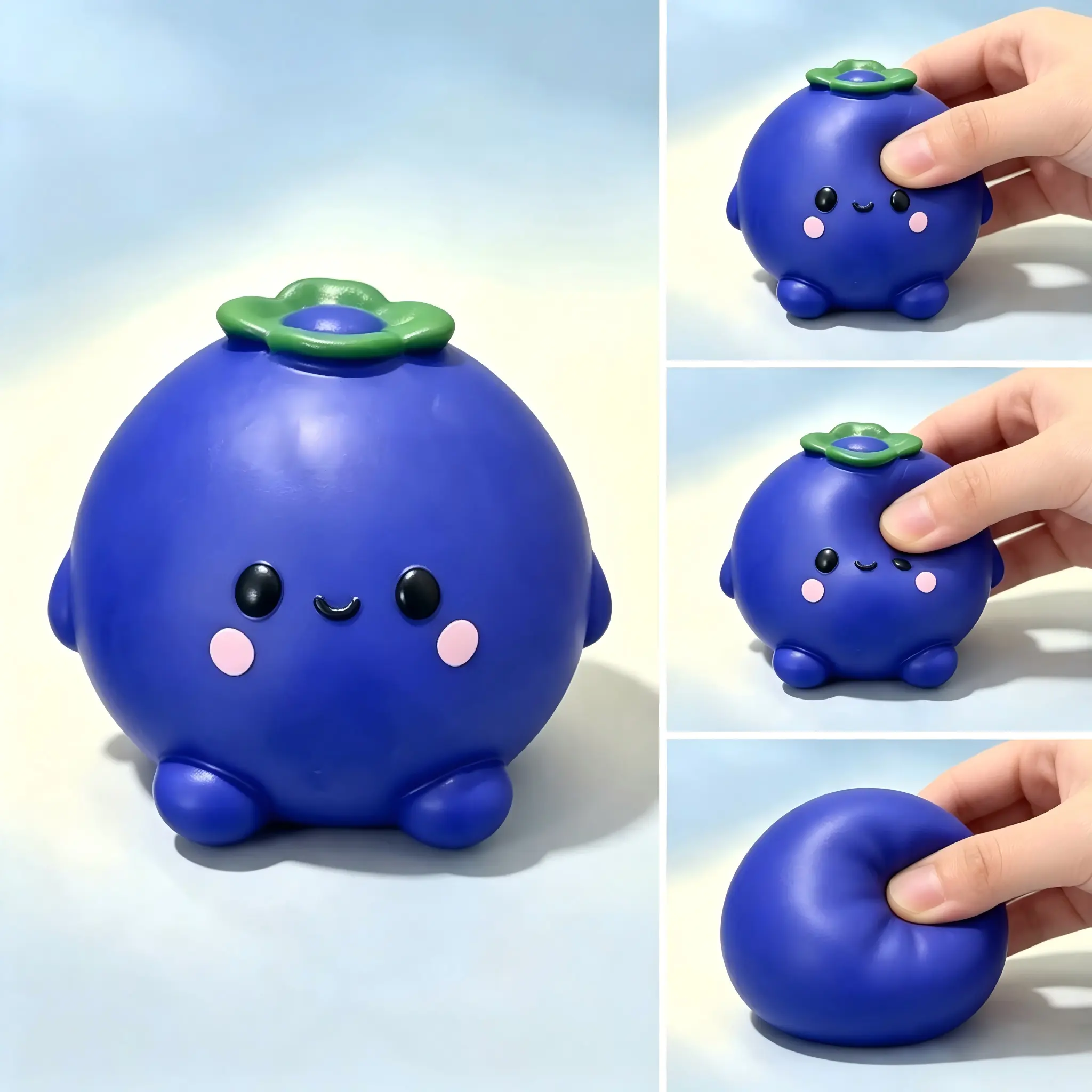 Fruit Shape Blueberry Squishy Toy - Soft Material Stress Relief Sensory Decorative Fruit for Home Decor & Supplies
