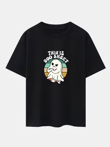 This Is Boo Sheet Funny Ghost Graphic T-Shirt Halloween Humor Tee Cute Retro Spooky Shirt Viral Meme Top