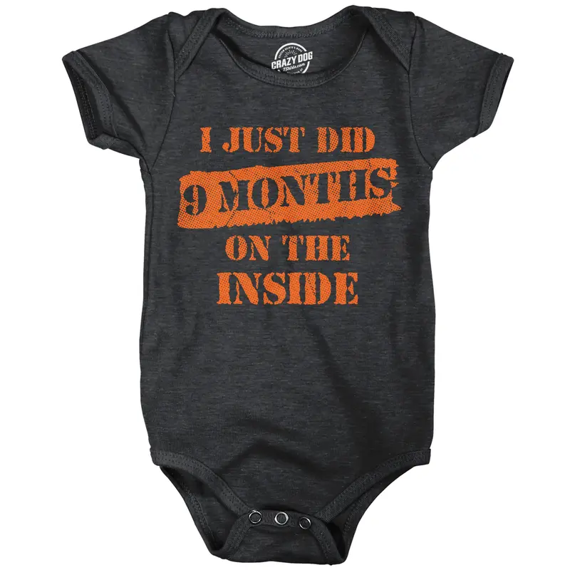 I Just Did 9 Months On The Inside Baby Bodysuit Funny Sarcastic Prison Graphic Novelty Jumper For Infants Funny Baby Onesies Funny Sarcastic Onesie Novelty Onesie Black - 9