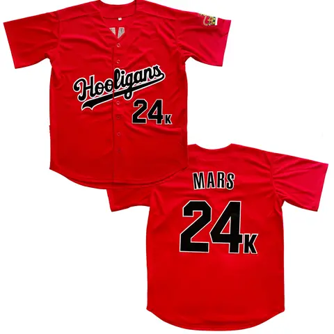 Men's Hooligans 24K Fan Jersey White Red Embroidery Festival Shirts Gift Party S~3XL