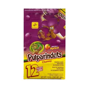 De La Rosa Pulparindots Chamoy Tamarindo Mexican Candy (12 Count) Sweet Snack Bonbon Sour Tangy, Dulces Mexicanos