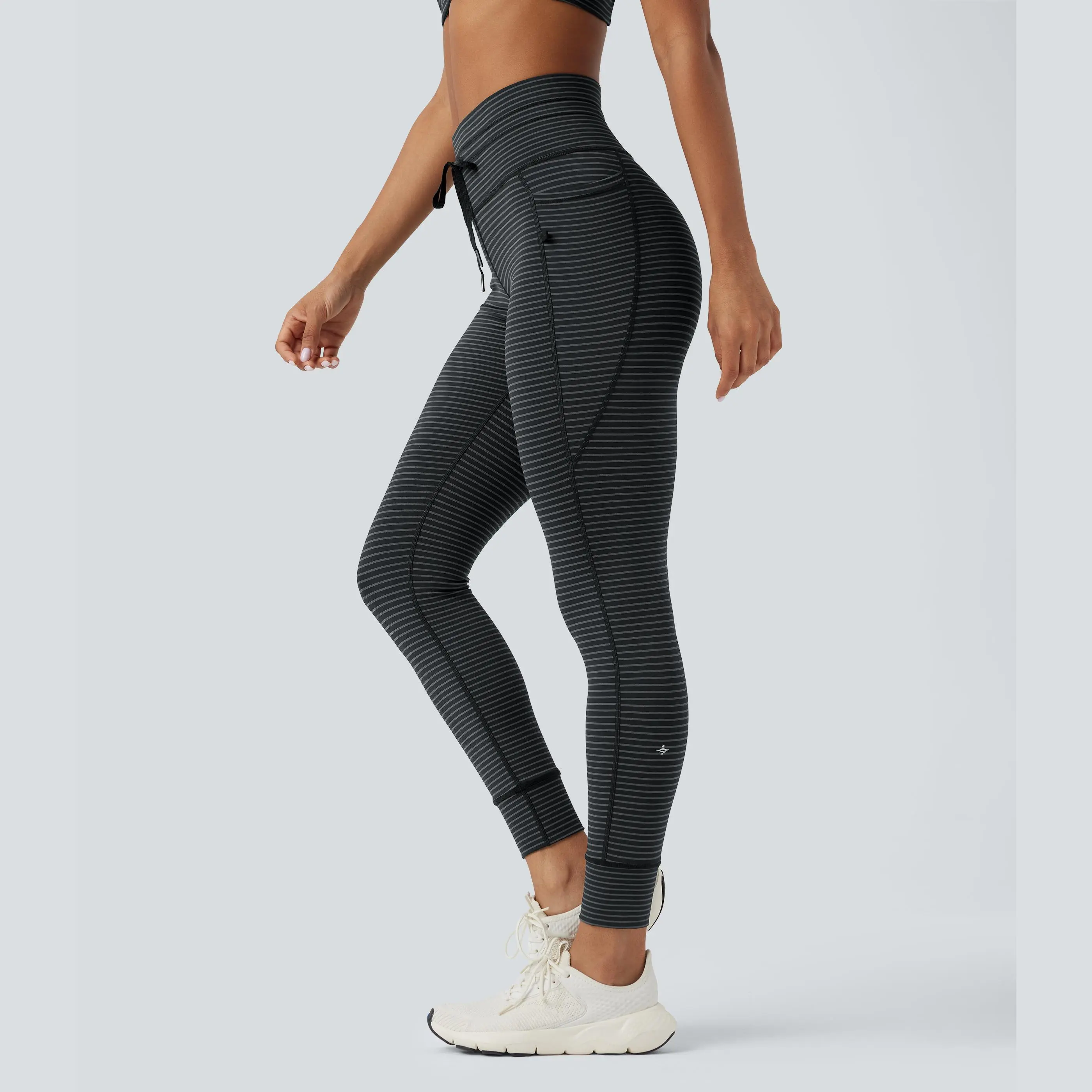 Halara High Waisted Drawstring Striped Yoga Leggings with Pockets Halara High Waisted Drawstring Striped Yoga Leggings with Pockets