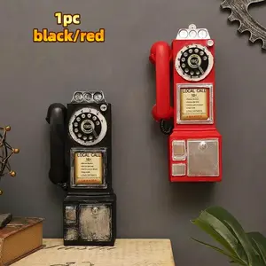 Vintage Resin Telephone Ornament, Decorative Wall Decor Hanging Piece, Desktop Craft Decoration, Creative Coffee Shop Wall Art, Home Decor