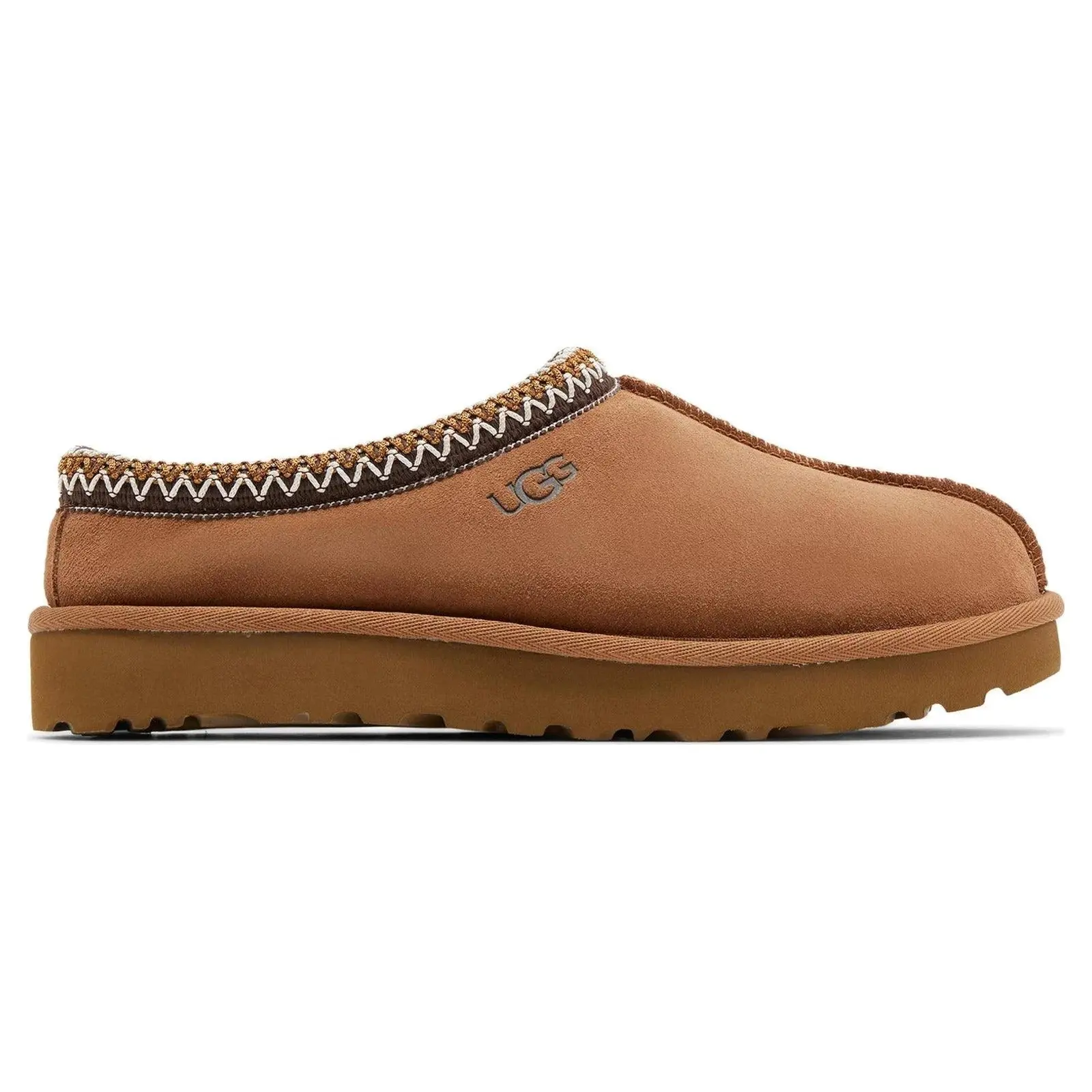 UGG Women's Wide Fit Tasman Casual Slipper Shoes, Chestnut Suede Fur-Lined Slip-On with Braid Detail for Fall-Winter, 100% Authenticity Guaranteed, US W 10
