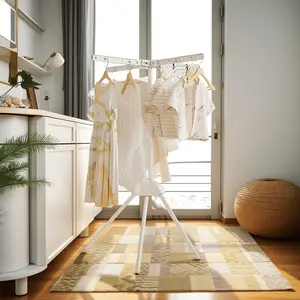 Foldable Multi-Layer Floor-Standing Clothes Rack, Multifunctional Towel Holder, Balcony Drying Rack, Simple Bedroom Storage Shelf