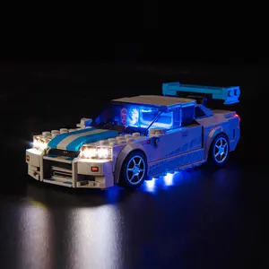 LED Light Kit compatible with Lego Speed Champions Fast & Furious Nissan Skyline GT-R (R34) Toy Car Building Set, Blue Underglow Lights for Lego 76917,Birthday, holiday, gift （No building blocks, just lights）
