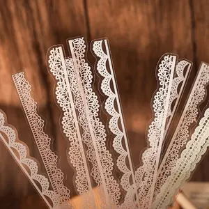 40 Pcs Transparent Lace PET Stickers for Scrapbooking Junk Journal Card Making Collage Diary Planner Notebook Letter Photo Album Craft Project Decoration, 5 Patterns (Brown)
