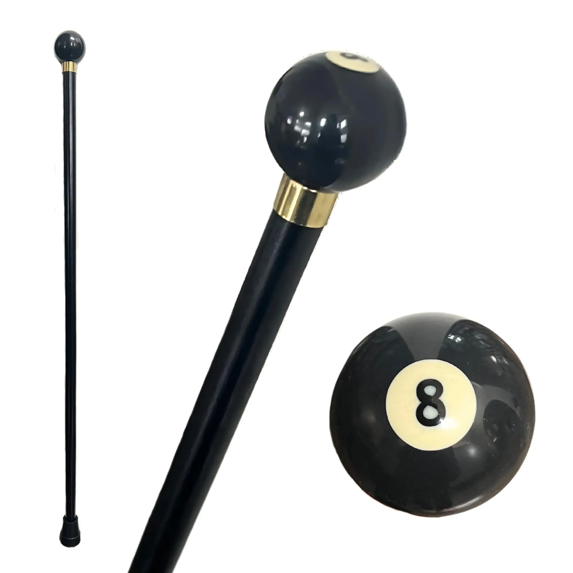 Fashionable Black Wooden Walking Stick, 37-in with Billiard Ball Ergonomic Grip for Men & Women, Sports & Outdoors, Rubber Stopper, Cane, Natural, Unisex, Ergo Handle, Healthcare, Decorative, Steady Rubber Tip, Adults, Lightweight Fit, Outdoor Gear