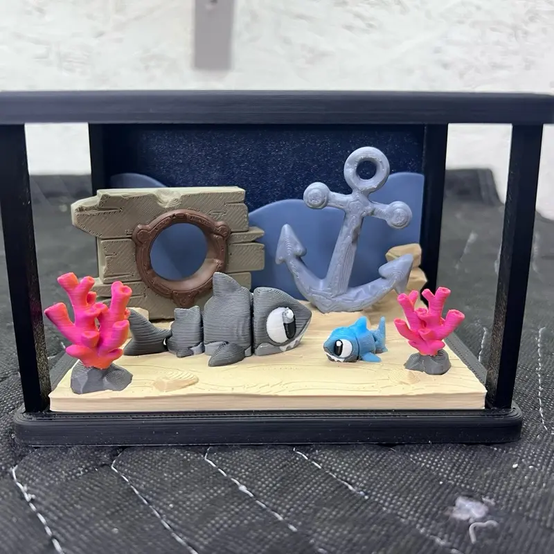 3D Printed Deep Sea Aquarium Playset - Ocean Scene Figurines with Layered Detail, Vibrant Display Frame, Collectible Home Decor Decoration Items, Figurines for Collectors, Shelf Decor Statues for Gifting