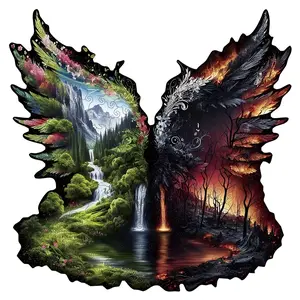 Landscape Theme Wooden Jigsaw Puzzle For Adults, Irregular Animal shaped Pieces, High-difficulty Magic Puzzle Intellectual Toy, Birthday Holiday Christmas Exquisite Gift, Family Game Home Decor