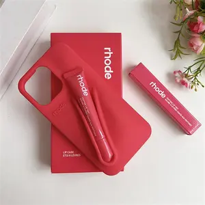 Rhode Case With Box and Lip Gloss Set Silicone Case for iPhone 17 16 15 14 13 12 11 Pro Max Plus Lipstick Toast Espresso Ribbon Cover