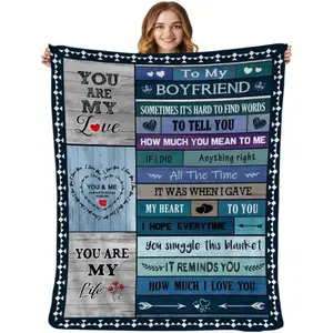 To My Boyfriend Blanket I Love You Gifts for Him Best Birthday Christmas Valentines Day Anniversary Romantic Gifts Super Soft Bedding Sofa Throw Blanket Boyfriend Gift