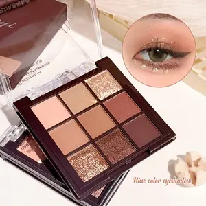 Rose Gold 9 Color Eyeshadow Palette, Highly Pigmented Palette, High Saturation Long-Lasting, Waterproof Sweatproof, Fine Powder Easy Blending, Shimmer