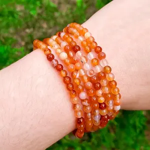 Carnelian Agate Bracelet - 4mm, Handmade, Natural Crystals, Custom Sizes