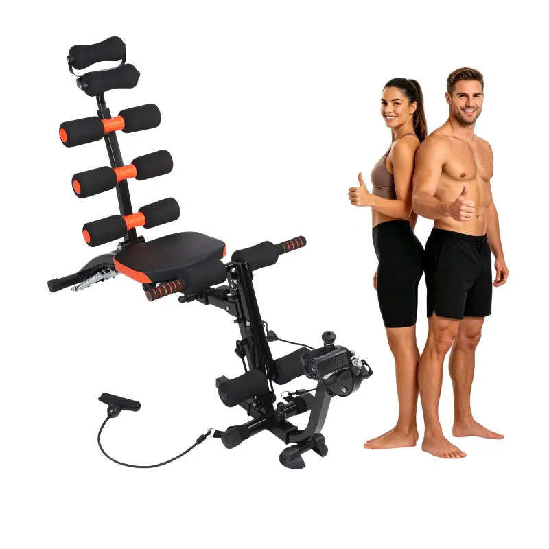 7-in-1 Multi-Functional Ab Machine for Home Gym, Adjustable Core & Abdominal Trainer Bench with Resistance Bands, Full Body Exercise Equipment for Men & Women