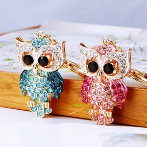 Women's Rhinestone Owl Keychain, Sparkling Metal Key Ring, Cute Owl Bag Charm Pendant, Fashion Creative Gift Accessories, Summer Vibes
