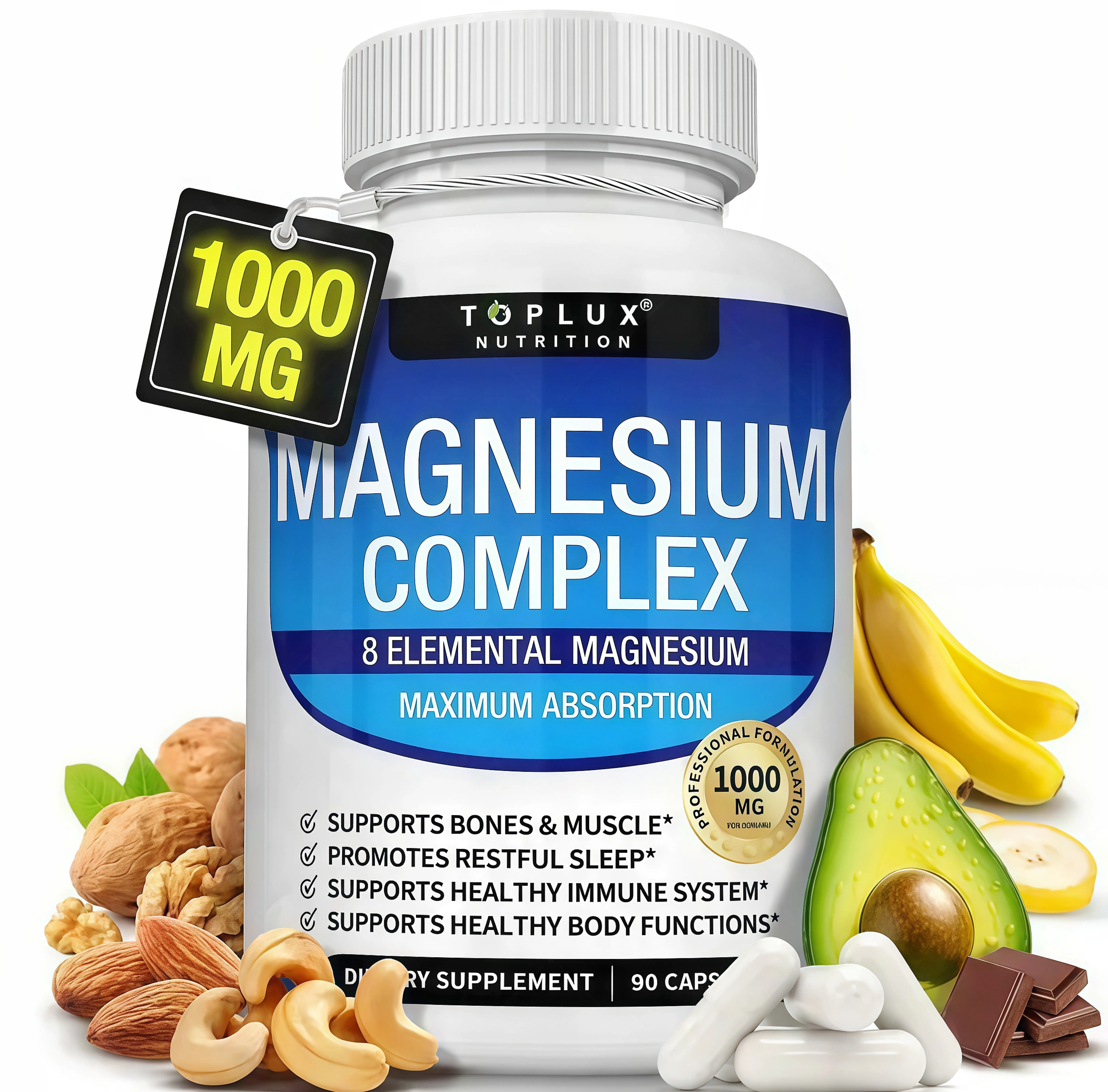 Toplux Magnesium Complex FF 8 Essential Magnesium Supplement 1000mg Fitness Edible
