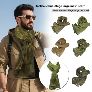 Python Pattern Tactical Large Mesh Scarf Outdoor Camouflage Mesh Disguise Headscarf Multifunctional Cotton Neck Warmer 100% Windproof Sand Scarf