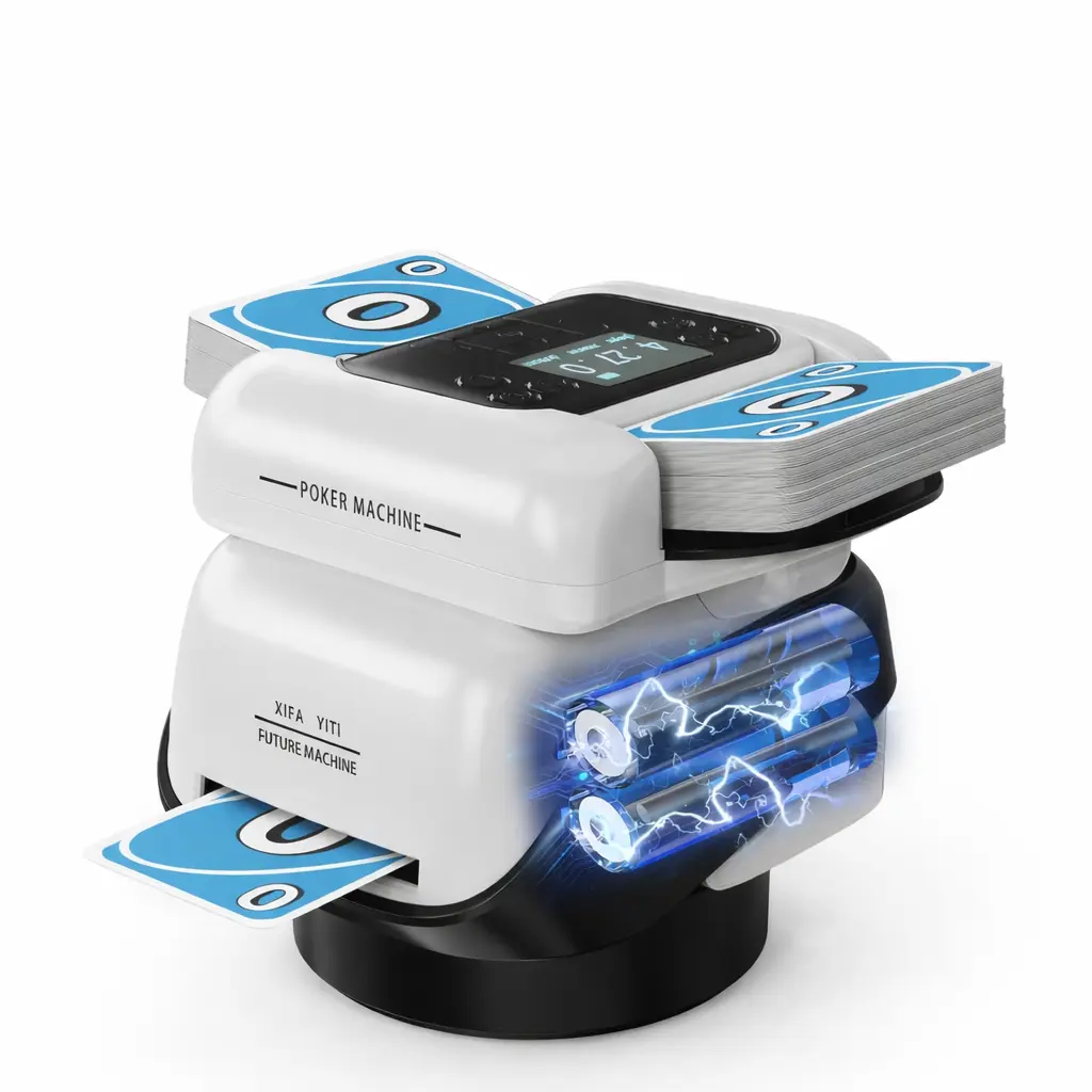 Adjustable 2-in-1 Card Game Shuffler & Dealer Machine, 360° Auto Dealing, 40db Quieter Shuffle, Auto Shuffle Stop, Rechargeable, for 1-8 Players, 1-2 Decks, UNO/Blackjack, Birthday Gift for Boyfriend & Husband