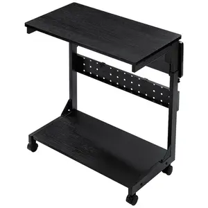 Height Adjustable PC Stand Computer Cart, Side Table with Wheels, 2-Tier Tower Stand