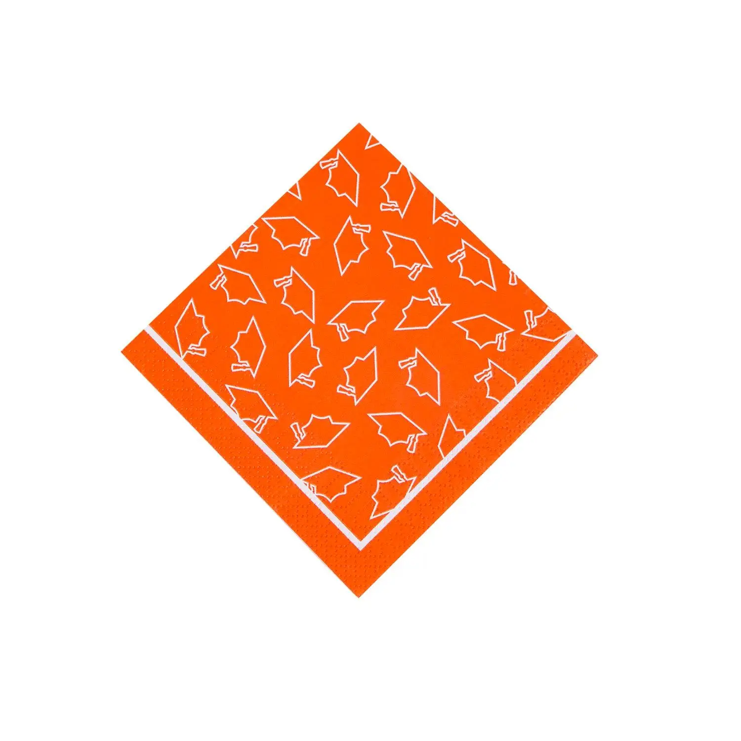 50-Pc 5" × 5" Multicolor Orange Graduation Party Disposable Napkins with Fun Pattern, Bulk Disposable Tableware for Festive Events (No Extra Add-ons)