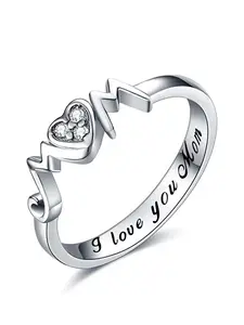 1 PC Elegant Cubic Zirconia Mom Ring For Women For Mother's Day Gift Anniversary Party Jewelry Artificial Zircon Rings