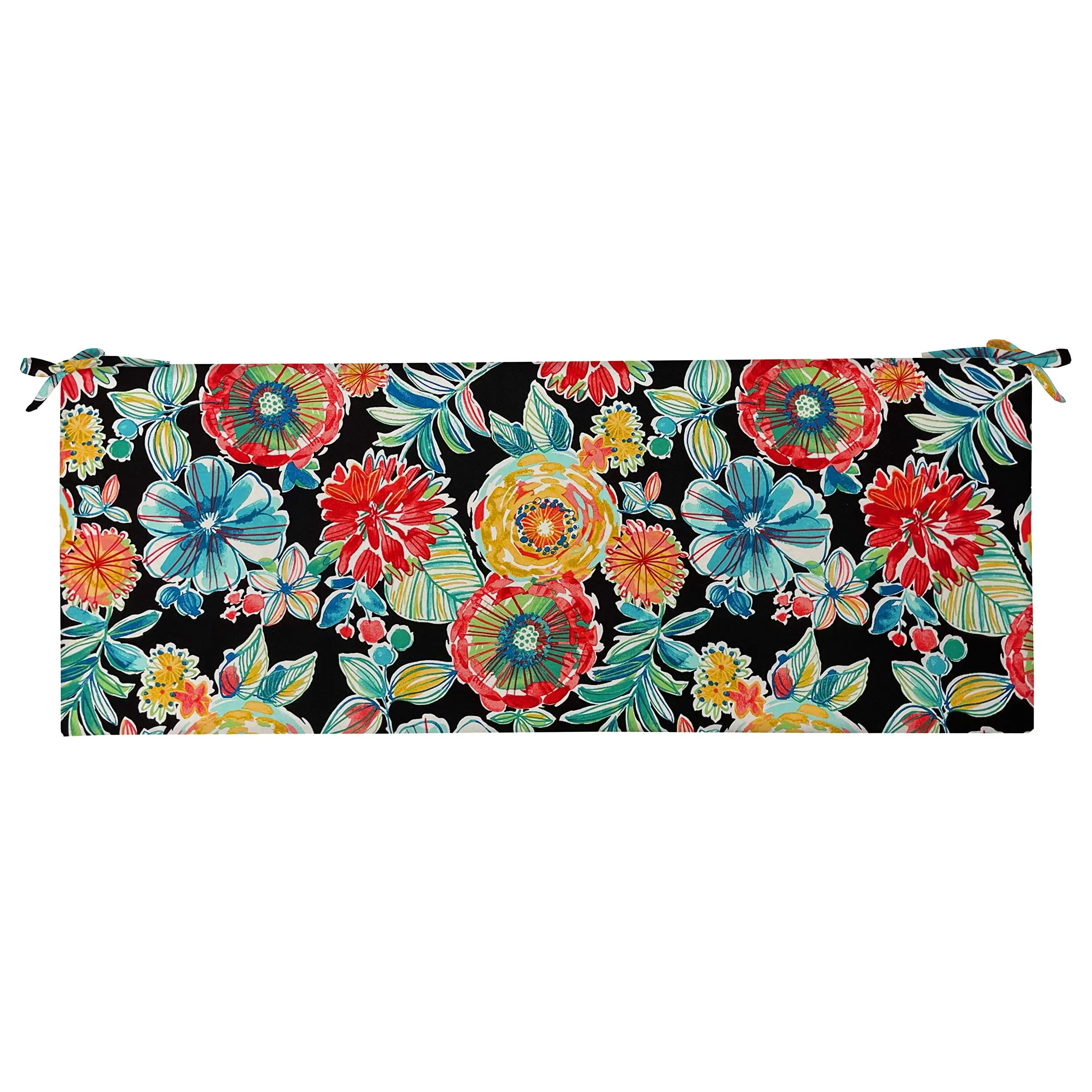 RSH Décor Colsen Noir Foam Cushion for Indoor Outdoor Bench - 72” x 18” x 2” with Ties, Made in USA