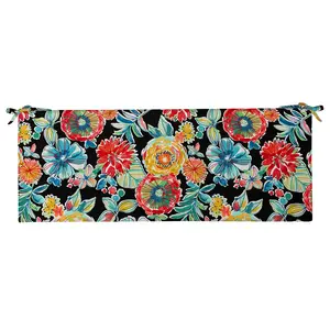 RSH Décor Colsen Noir Foam Cushion for Indoor Outdoor Bench - 72” x 18” x 2” with Ties, Made in USA
