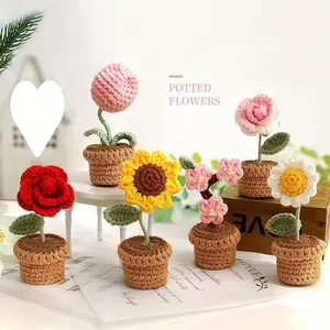 Hand-Knitted Sunflower Plant - Realistic Fabric Bloom for Home or Office Desk, a Long-Lasting & Low-Maintenance Gift for Mother's Day, Birthdays & All Seasons, Artificial Fake Plants, Knitted Artificial Flowers