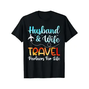 Men's Oversized Short-Sleeve T-Shirt - 180g Casual Streetwear Top, Funny Husband-Wife Travel Partners Matching Couple Graphic Comfy Clothes