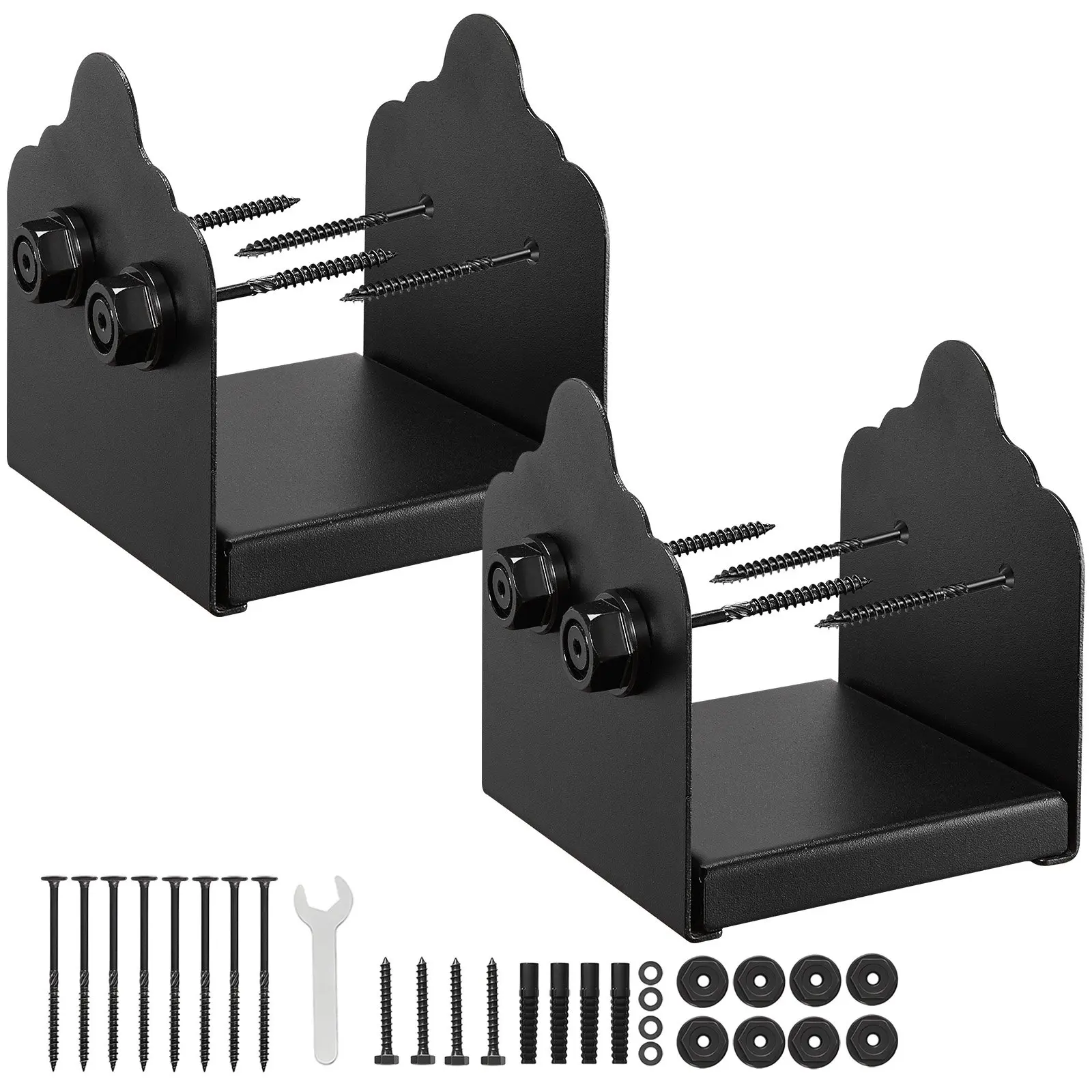 VEVOR 6x6 Post Base 2 Pcs, Inner Size 5.9x5.55 inch / 150x141 mm Post Brackets, Heavy Duty Carbon Steel Decking Posts, Wood Posts Brackets for Pavilion Deck Railing Support Deck Base Plate, BlackSummervibes