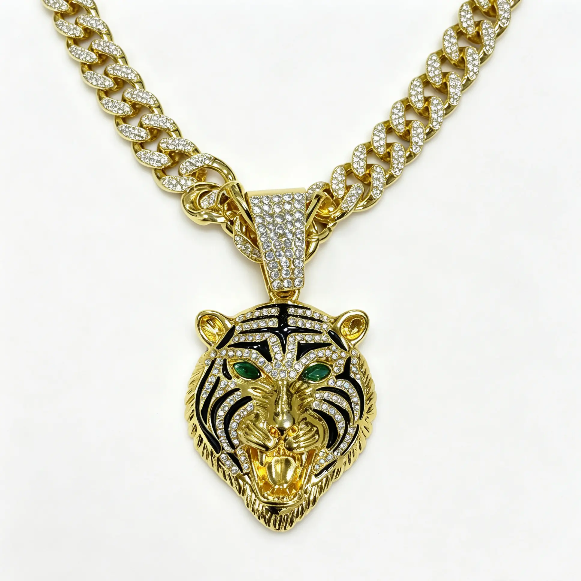 Tiger Head Pendant Cuban Chain