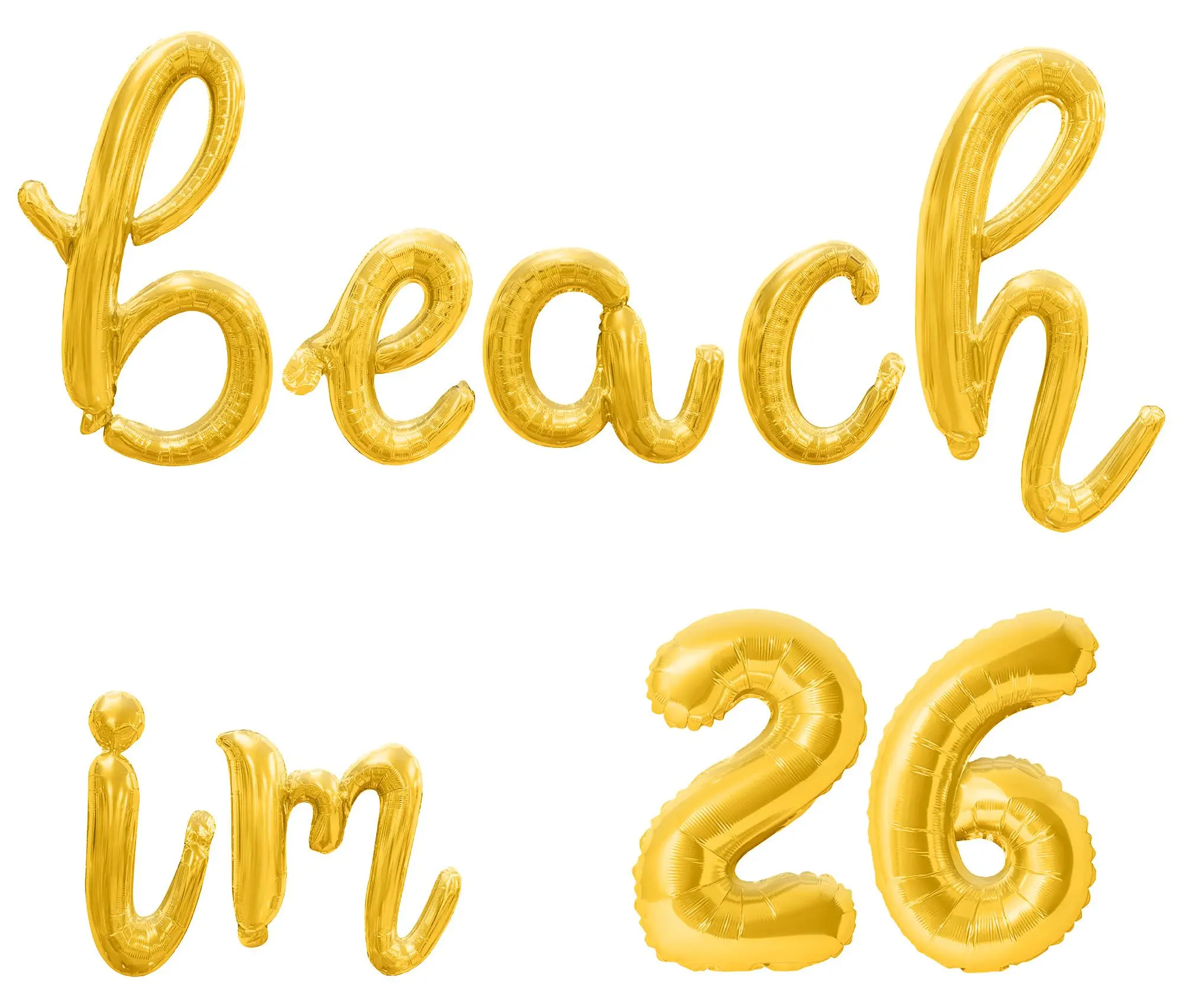 Cursive Script Letter Balloons - BEACH IM 26 16" Inch Alphabet Letters Foil Mylar Balloon 26th Birthday Party Banner