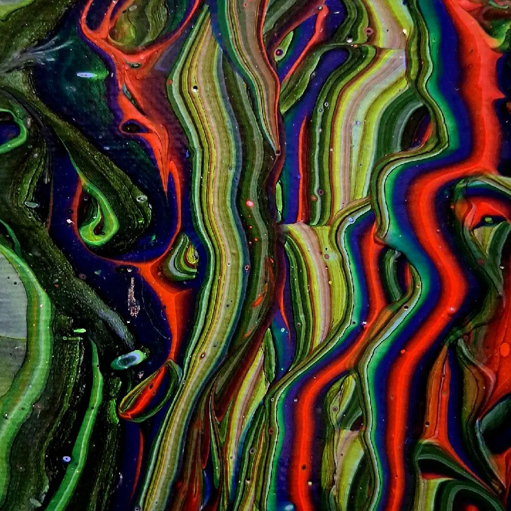 Trails UV Reflective Acrylic Pour Artwork - 8x10 Stretched Canvas Original Wall Painting, Blacklight Glow Room Decor for Man Cave