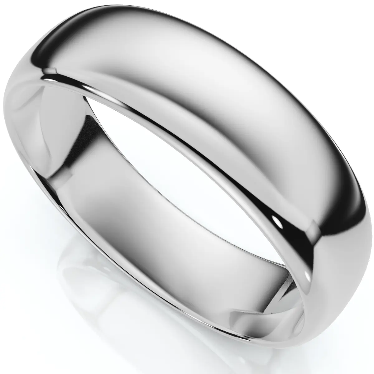6mm Dome High Polished Wedding Band 950 Platinum