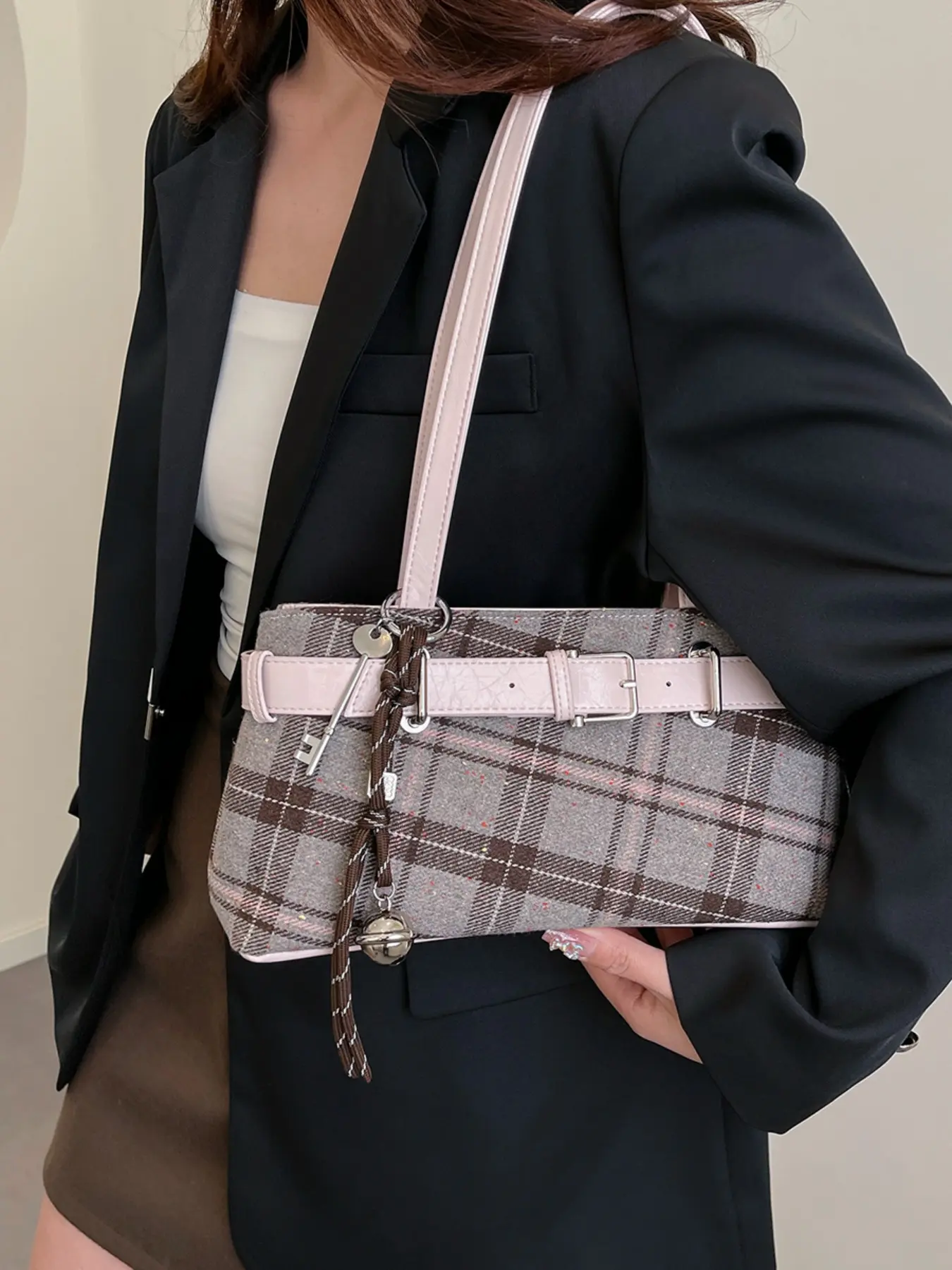 Fashion Large Capacity Plaid Crossbody Bag for Women, New Trendy Casual Commuter Shoulder Handbag, Stylish Daily Use Accessories, Crossbody Shoulder Purses, Fashionable Shoulder Bag, Versatile Shoulder Bags, Fashion Patterned Bag