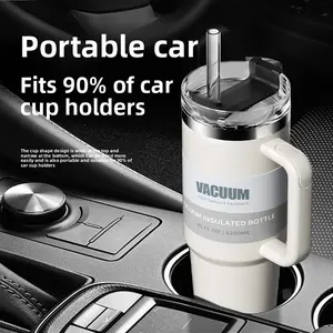 Feel the coolness anytime, anywhere with the 40oz car cup, 304 stainless steel straw, easy to clean, insulated cup, cold-keeping ice cup, car water cup