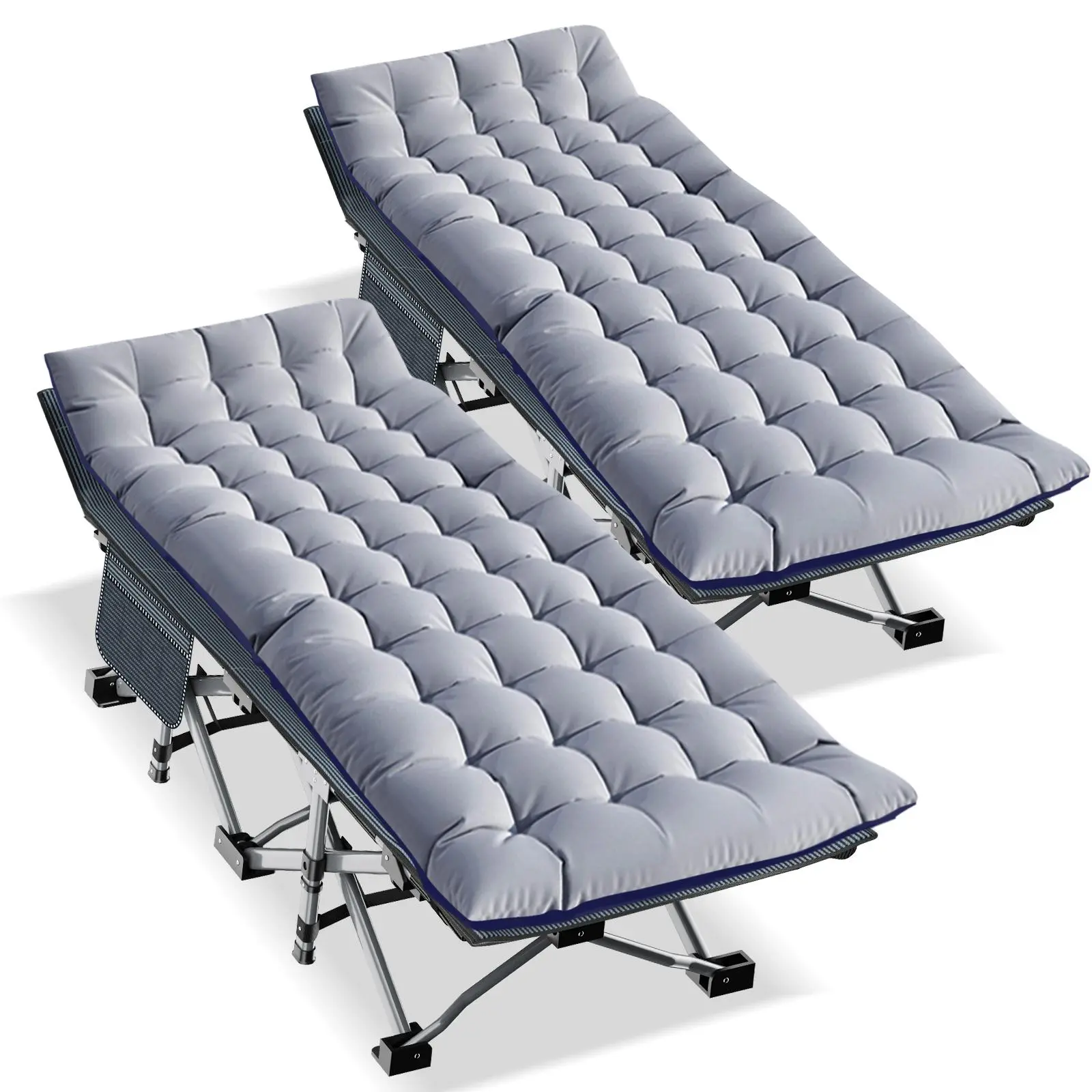 Lilypelle 2 Packs Folding Bed Cot with 3.3 Inch 2 Sided Mattress, 75"* 28" Folding Camping Cots with Carry Bag, Portable Sleeping Cot Guest Bed summergarden,father'sdaygifts,campingessentials,campinggear