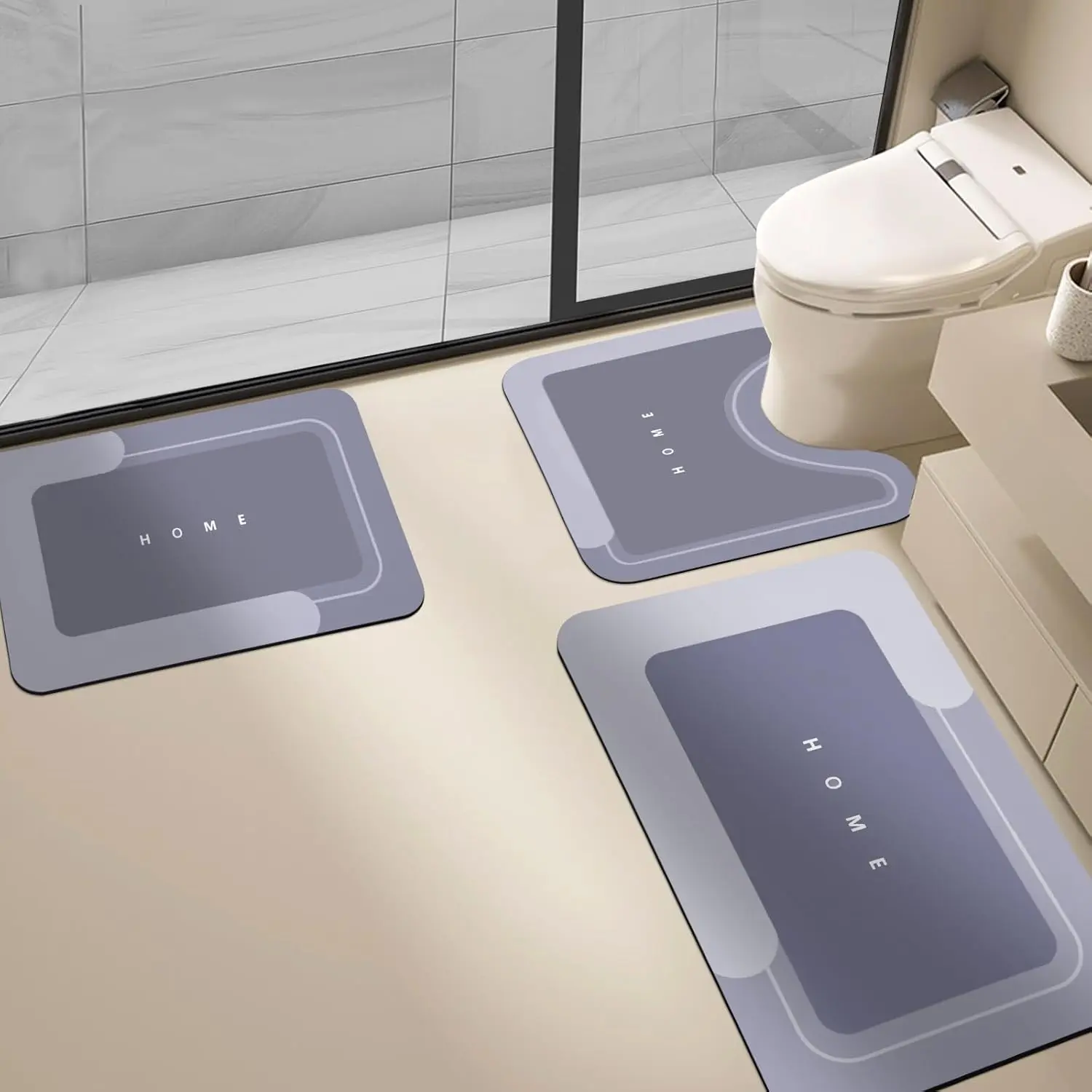 1/3pcs Rubber Non-slip Diatomite Bathroom Toilet Mat, Water Absorbent Interior Floor Rug, Drying Rubber Doormat for Bathroom Kitchen Living Room Laundry, Home Decor Bathroom Accessories Household Home Goods