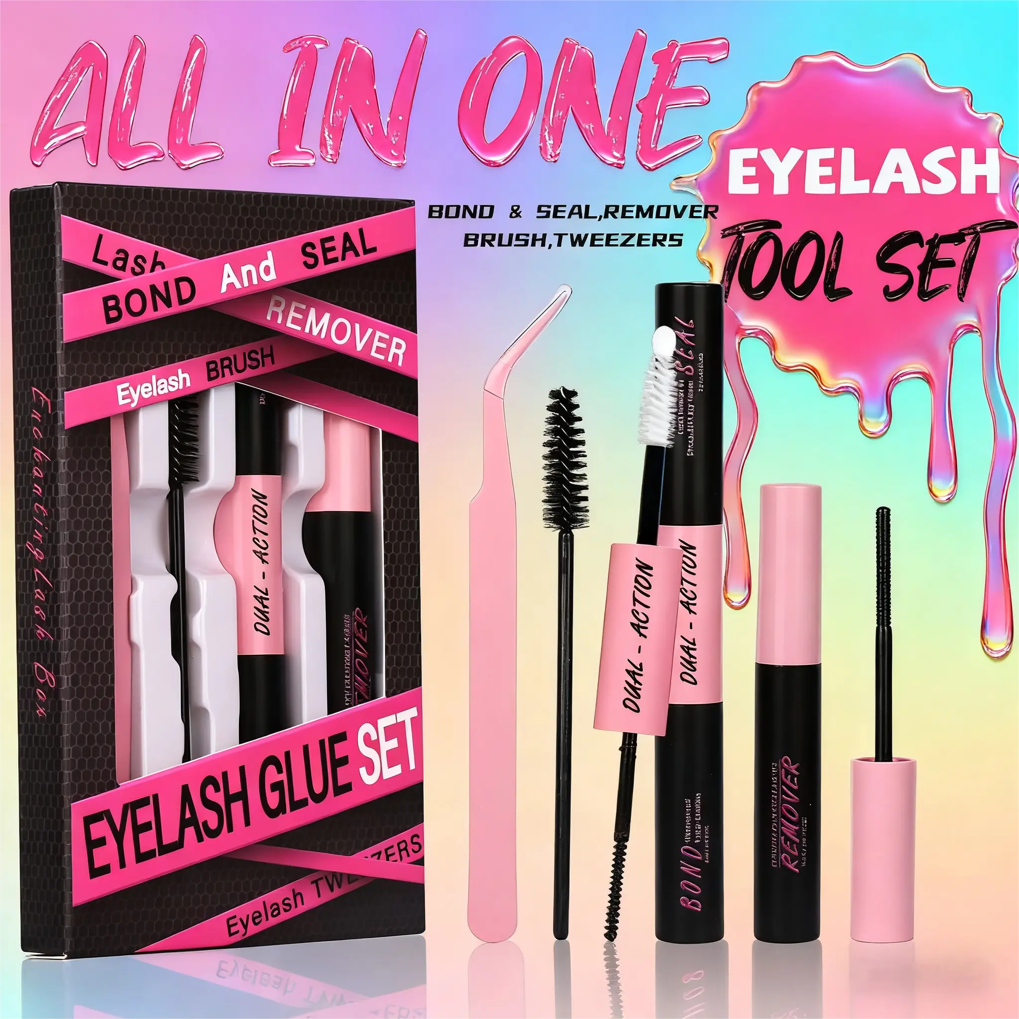 Lashes 2IN1 Bond & Seal Upgrade for Perfect Makeup Look springtok WaterProof Lashes for For Girl DIY Eyelash Extension at Home Makeup  gift