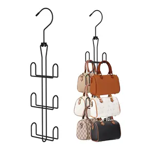 Purse Hanger Purse Organizer for Closet,Rotatable Metal Bag Organizer,Purse Holder for Handbags,Belts,Scarves,Tote,Baseball Hats,Backpacks(Black)