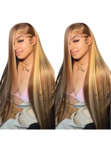 Highlight Lace Front Wig Human Hair Pre Plucked 13x6 4/27 Straight Ombre Lace Front Wigs Human Hair HD Transparent Lace Colored Honey Blonde Frontal Wigs Human Hair for Women