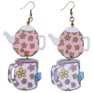 Spot of Tea Flower Teapot and Teacup Groovy 60s Earrings