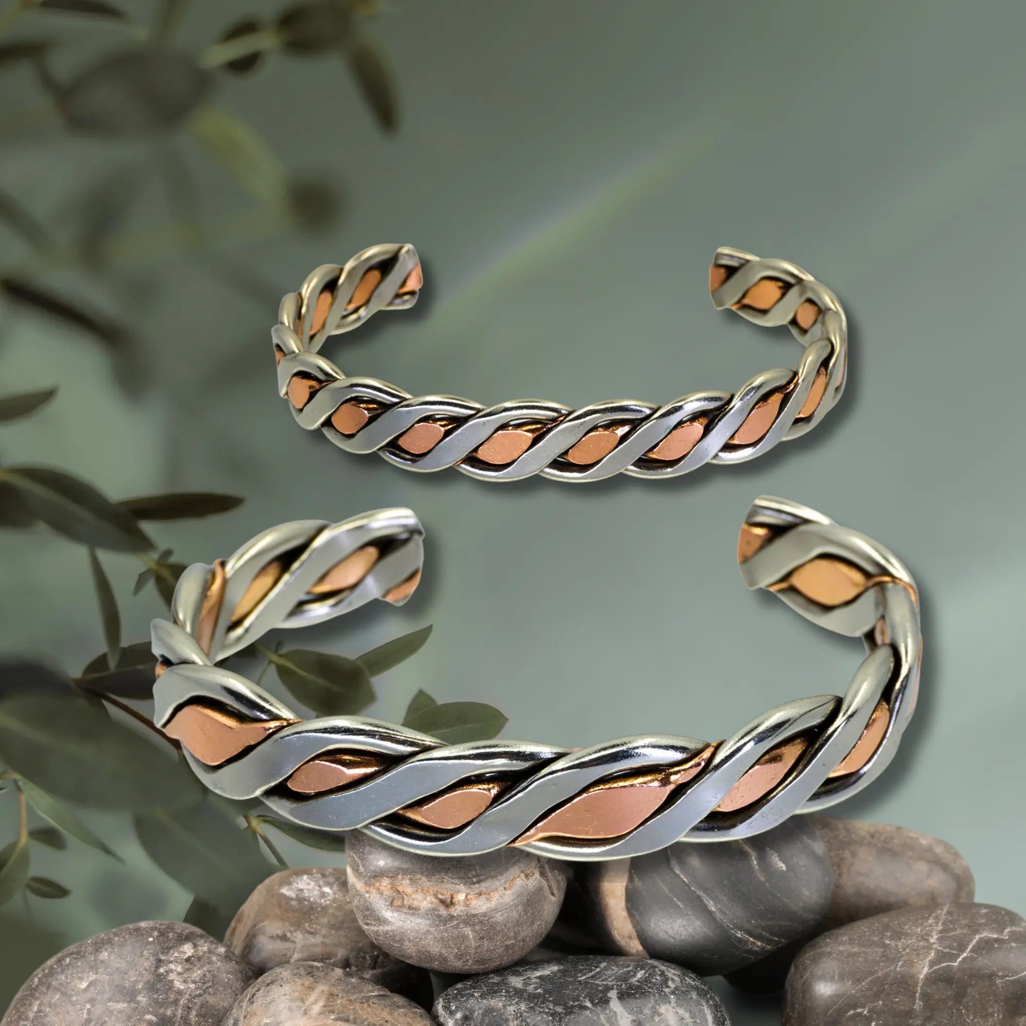 Men's & Women's Heavy Twisted Wire Copper-Nickel Bracelet