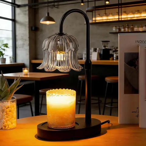 Candle Warmer Lamp with Timer Adjustable Height Brightness Scented Flameless Heating for Home Decor Living Room Bedroom Gray Safe Dimmable Function familyfun