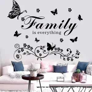 Wall Decor Sticker Vinyl Wall Art Decal Removable Wall Stickers Quotes Family is Everything Wall Decals Family Wall Art Letters Wall Decal Butterflies Butterfly