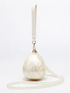 Elegant Pearl Evening Clutch, Vintage Crossbody Shoulder Bag, Acrylic Heart Pattern, Fashion Wedding Handbag, All Seasons, Elegant Stylish Purse