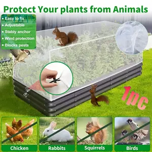 2-Piece Raised Garden Bed Net, Fine Mesh Pest Barrier with Tie-Down Rope, Protects Plants From Small Animals, Ideal for Vegetable Gardens